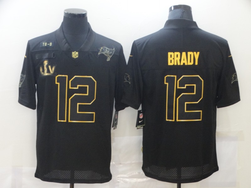 Men's Tampa Bay Buccaneers #12 Tom Brady 2020 Black/Gold Salute To Service With Super Bowl Patch Limited Stitched NFL Jersey